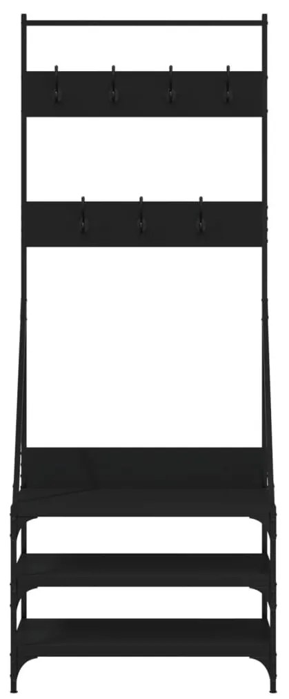 fekete ruhafogas cipőpolccal 70x40x184 cm