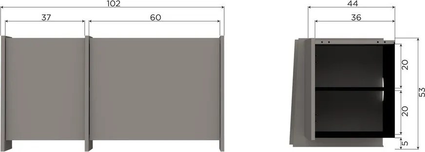 Szürke TV-állvány kőrisfa dekorral 102x53x44 cm Brock – WOOOD