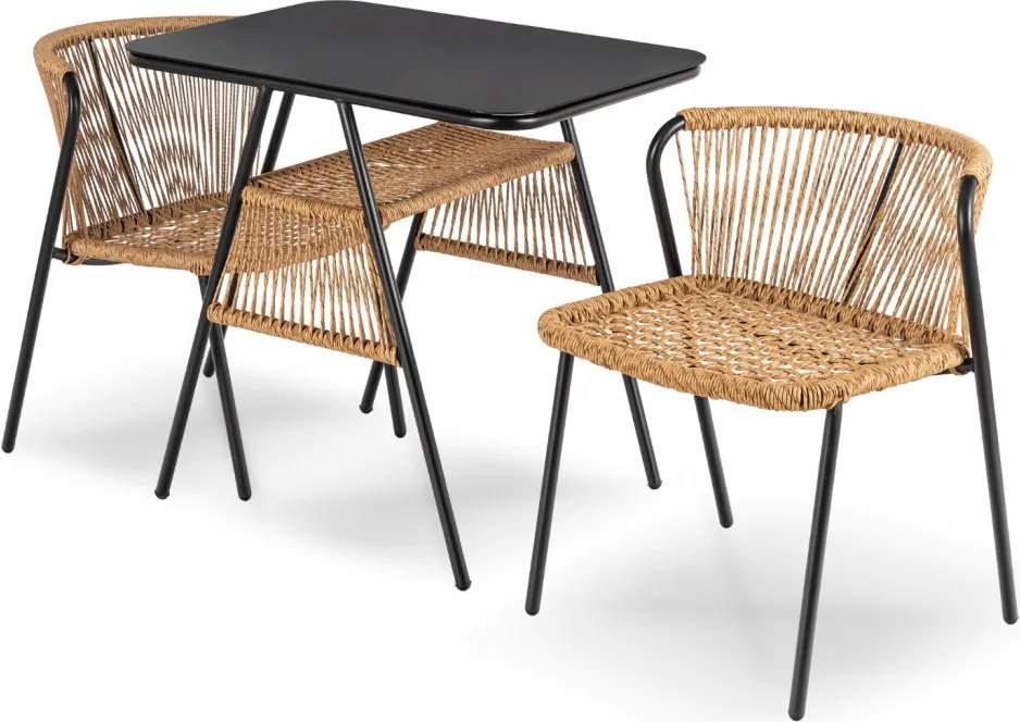 Kerti bútor szett barna/fekete színben – TRISTE