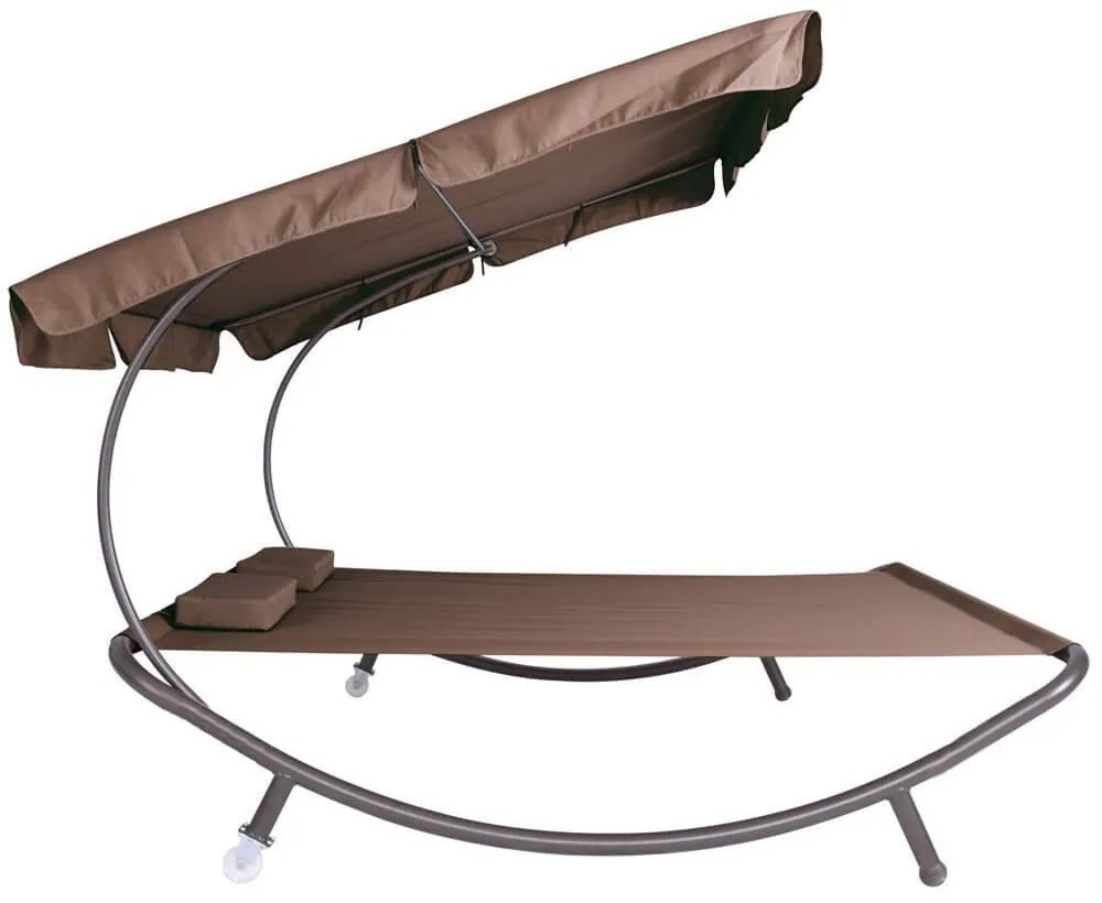 Kétszemélyes napozóágy árnyékolóval-sötét barna