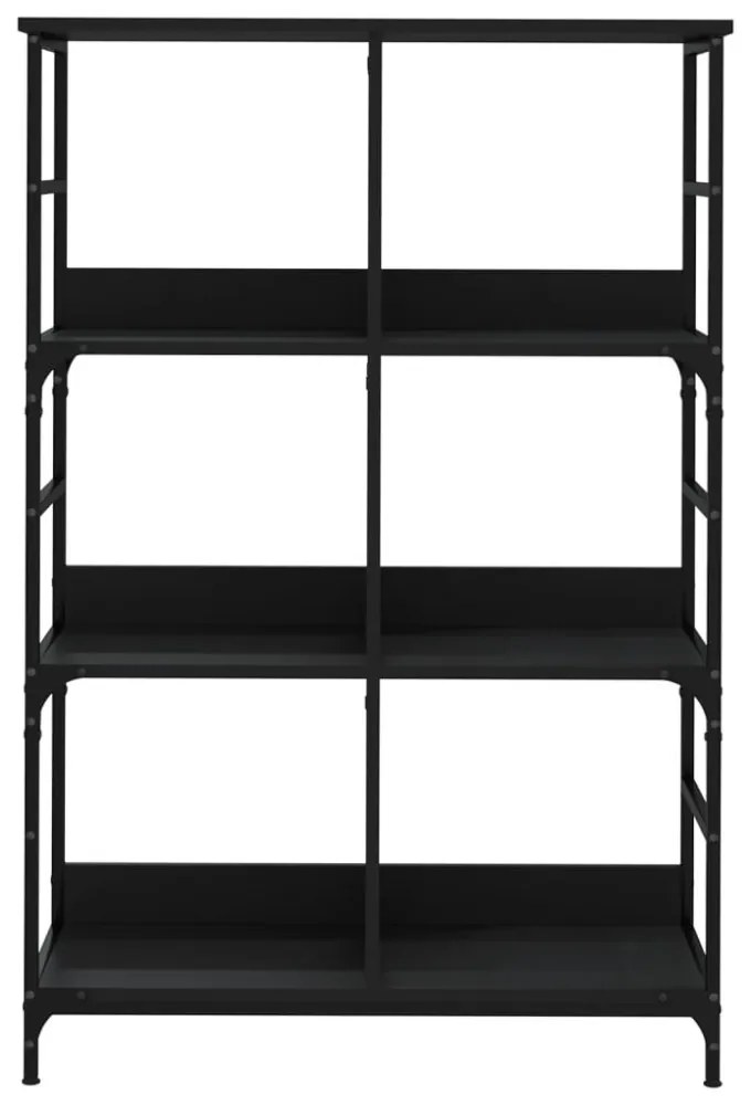 fekete szerelt fa könyvespolc 78,5 x 33 x 117,5 cm