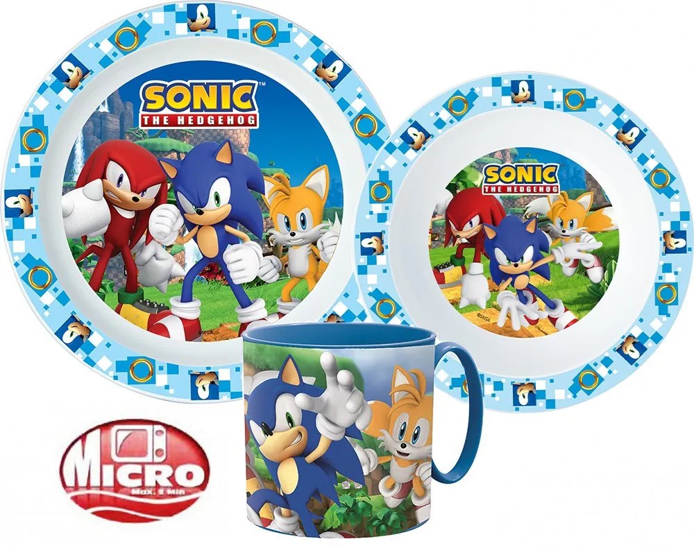 Sonic a sündisznó micro étkészlet szett 265ml bögrével