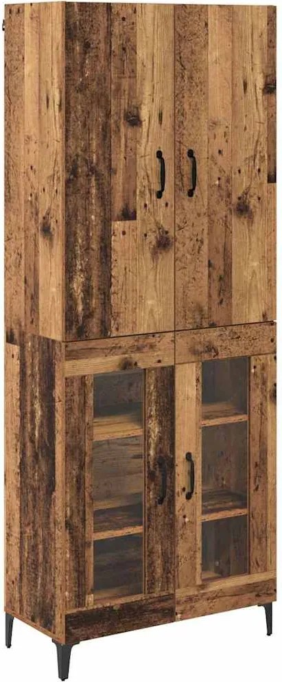 vidaXL Magasfiú Falra szerelhető Öreg fa 69,5 x 34 x 180 cm Faanyag