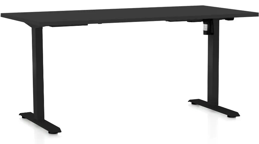 Állítható magasságú asztal OfficeTech A, 160 x 80 cm, fekete alap, fekete