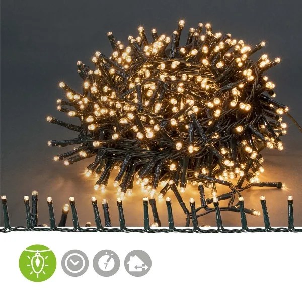 Nedis CLCC700 - LED Kültéri karácsonyi lánc 700xLED/7 funkciós 17m IP44 meleg fehér