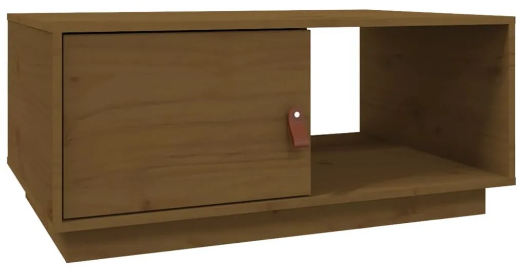 Mézbarna tömör fenyőfa dohányzóasztal 80x50x35,5 cm