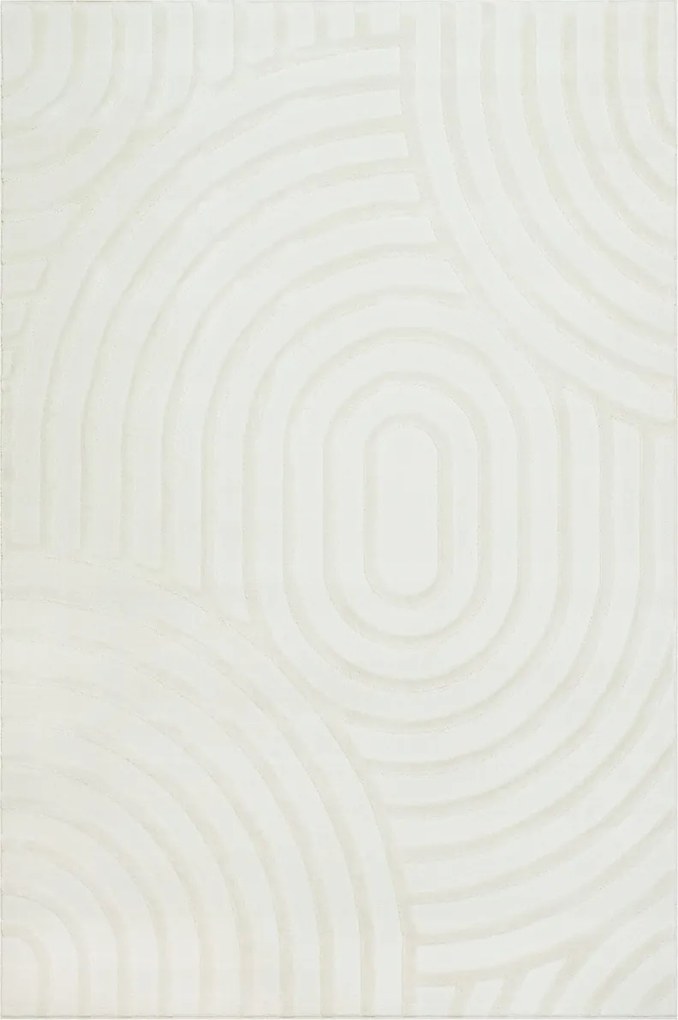 Krémszőnyeg Kétszintes Minimalista Ovális Vonalakkal Misha 120x170 cm