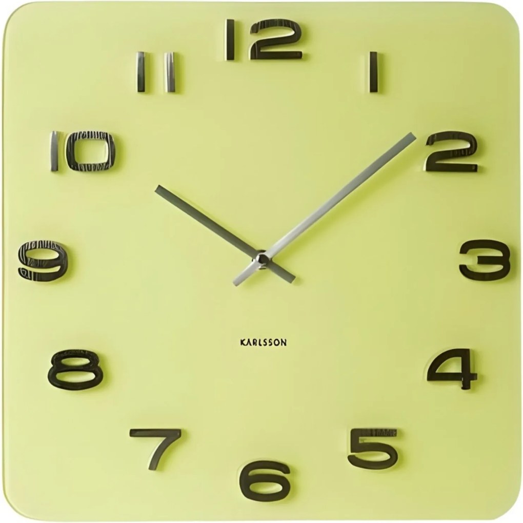 Sárga üveg falióra nappaliba, konyhába modern Vintage