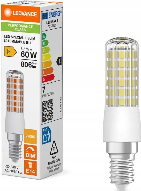 Led izzó E14 6.5W 60W 806lm 2700K Meleg fehér 320° Dimmerelhető Ledvance