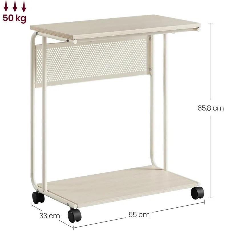 C-alakú kerekes oldalasztal 55x34x66cm bézs