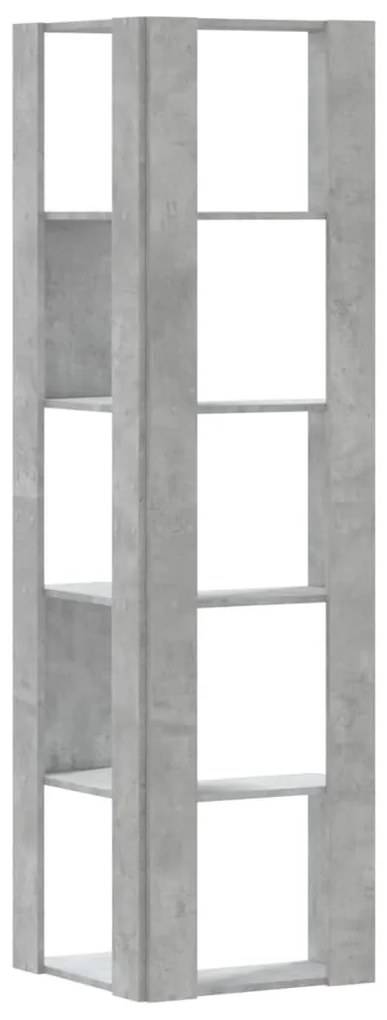 5 szintes betonszürke szerelt fa sarok könyvespolc 50x50x179 cm