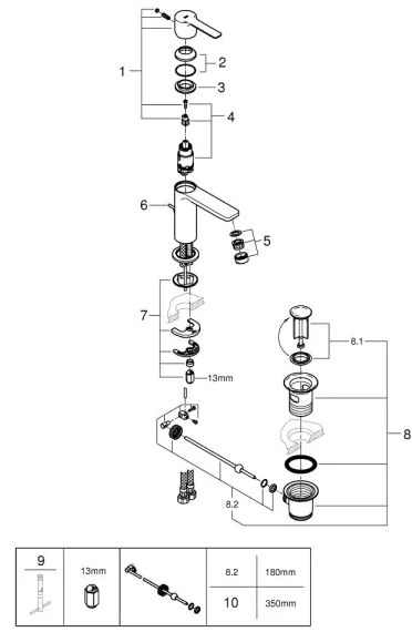 GROHE 32109GL1 - LINEARE mosdócsaptelep, arany