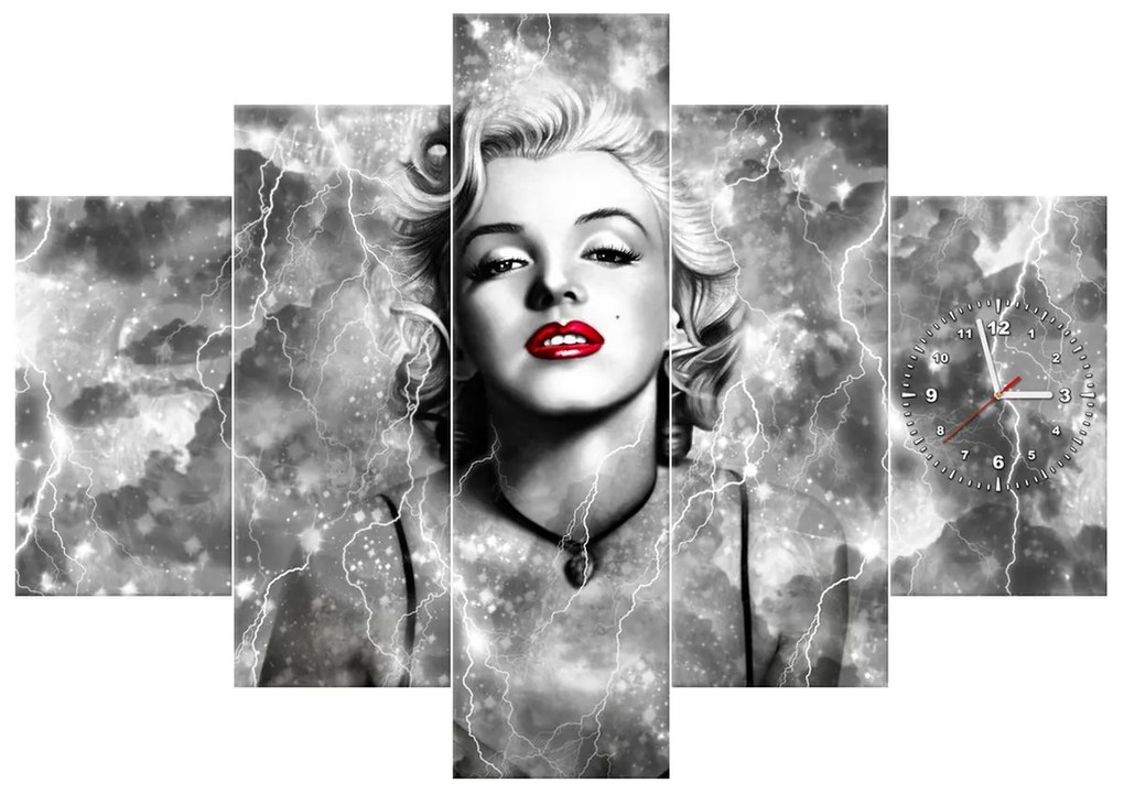 Gario Órás falikép Felvillanyozó Marilyn Monroe - 5 részes Méret: 150 x 70 cm