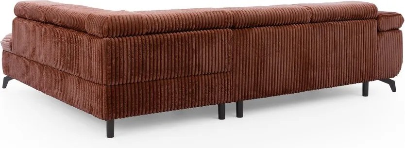 Terrakotta színű kordbársony sarokkanapé (jobb oldali-L alakú) Marbeya – Ropez