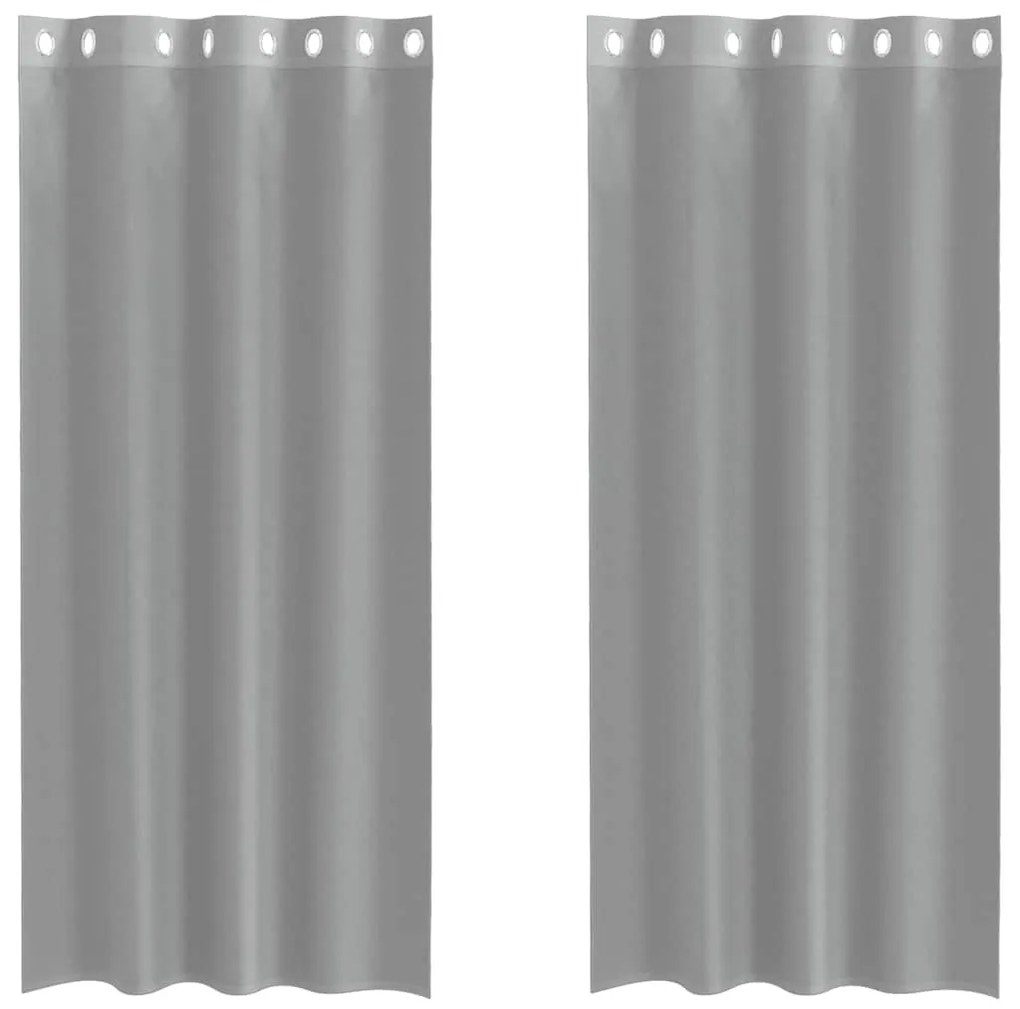 2 db világosszürke fátyolfüggönyök rojtokkal 140x245 cm