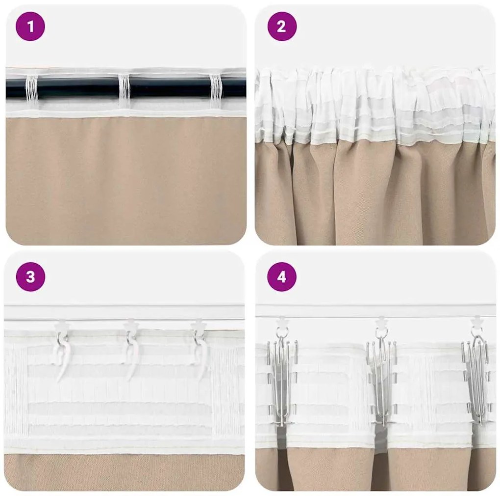 Függönyök függönyökkel 2 pcs Tópszínű 245x140cm Poliészter
