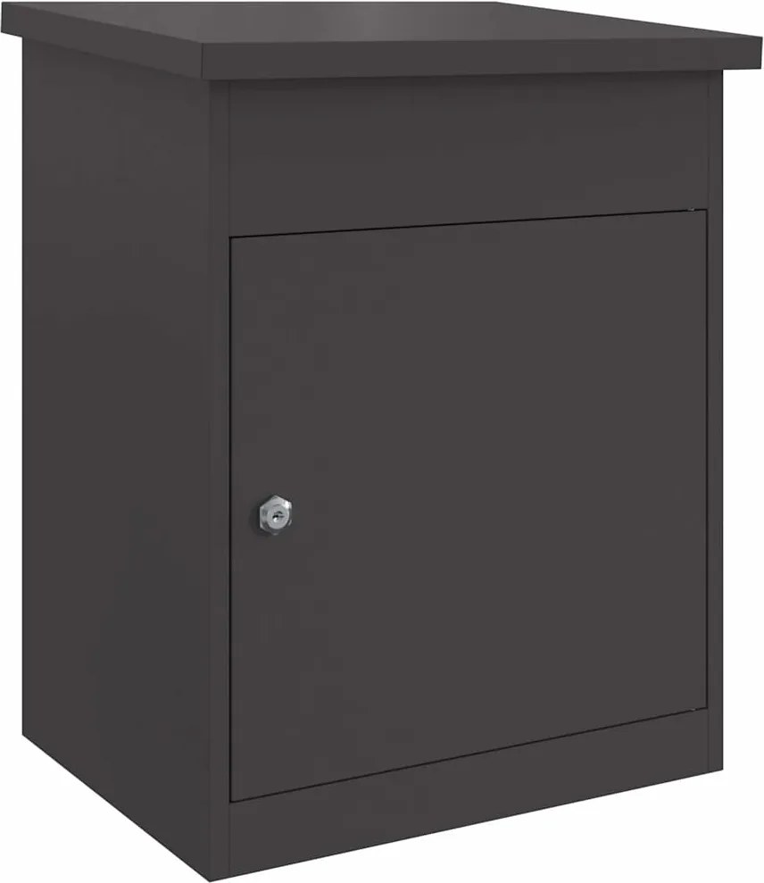 vidaXL Csomagzáró doboz tárolóval zárral Fekete 47.5 x 38 x 59 cm Acél