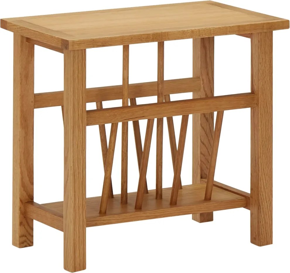 vidaXL tömör tölgyfa magazinasztal 45 x 27 x 42 cm