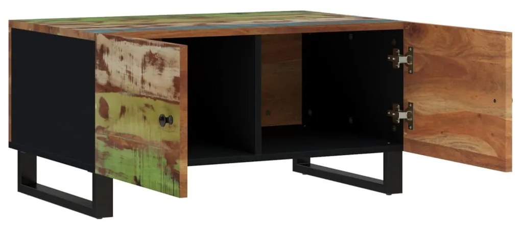 Tömör újrahasznosított és szerelt fa dohányzóasztal 80x50x40 cm