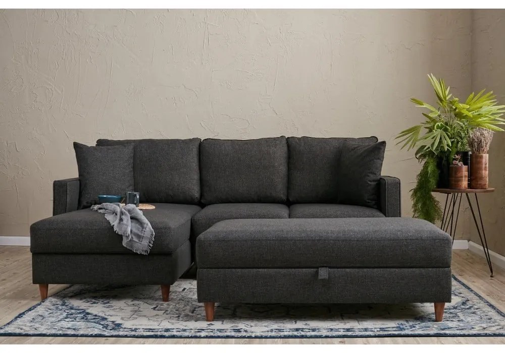 Antracitszürke sarokkanapé (bal oldali) Eva – Balcab Home