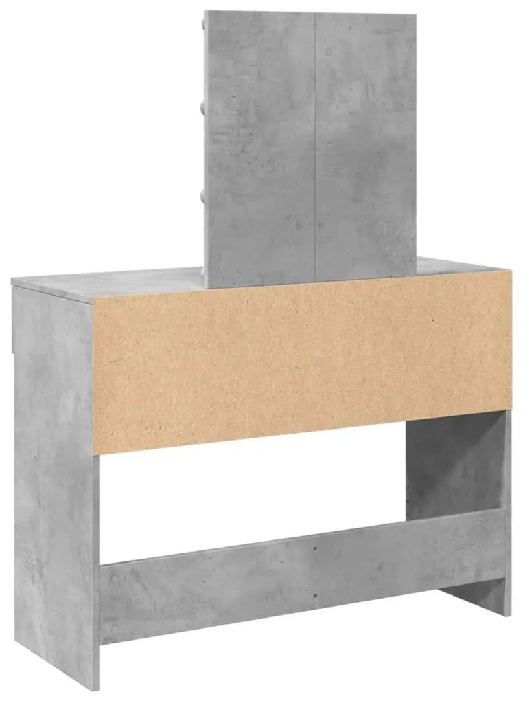 betonszürke fésülködőasztal LED-del 100 x 40 x 130 cm