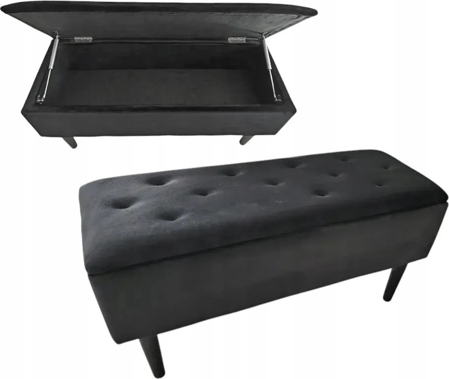 Badsted előszobai ülőpad tárolórekesszel, fekete
