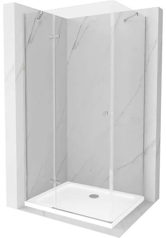 Mexen Roma zuhanykabin 90 x 80 cm, 6 mm-es üveg, króm profil-átlátszó üveg + vékony zuhanytálca 5 cm, 854-090-080-01-00-4010
