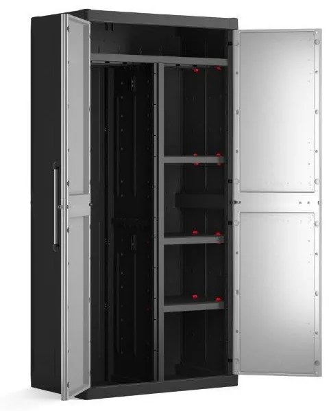 Keter Kétajtós Detroit XL osztott műanyag szekrény szürke ajtóval