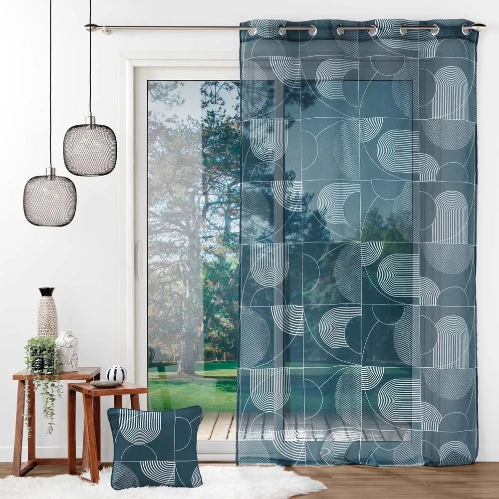 Sötétkék átlátszó függöny 140x280 cm Esquisse – douceur d'intérieur