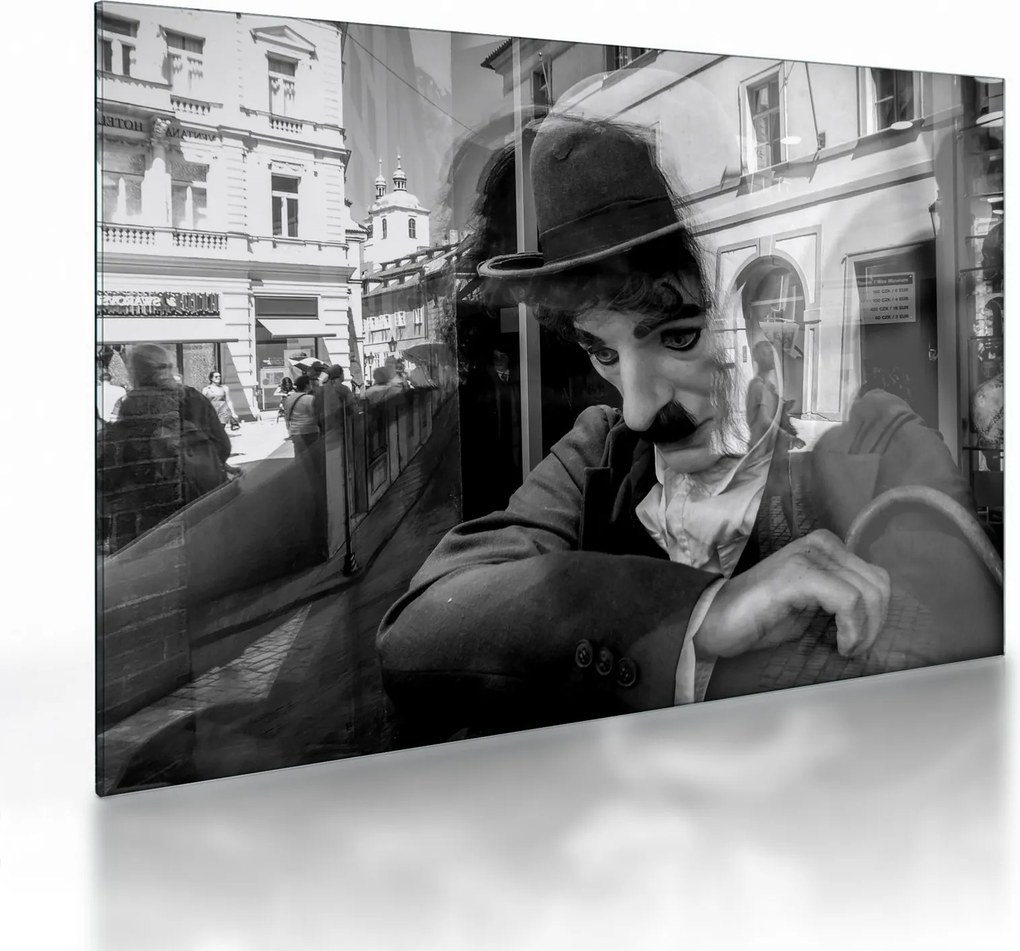 Kép - Charles Chaplin, Prágában (üvegen) (70x50 cm)