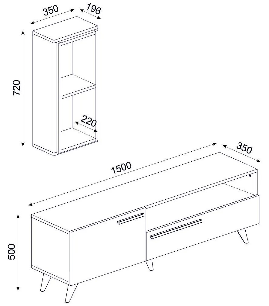 Nappali fal Sepada 2 (zafír tölgy + fehér) . 1095594