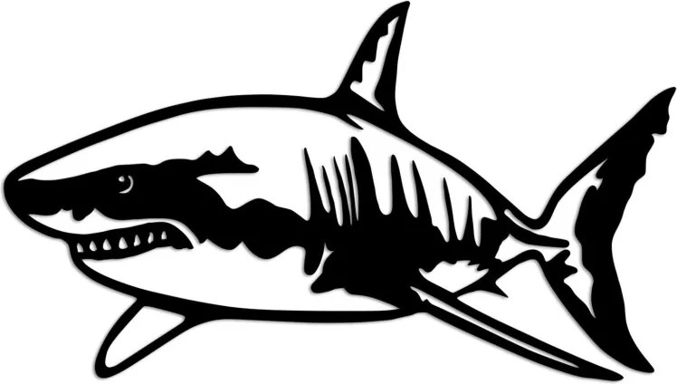 Shark fém fali dekoráció, 50×28 cm