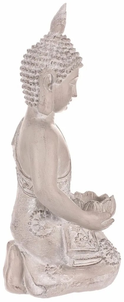 Dekoráció Buddha szobor térdelve, szürke,polirezin , 25 x 24 x 57 cm