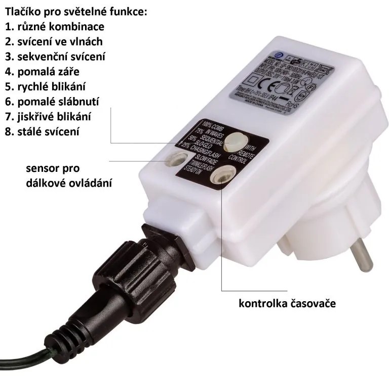 VOLTRONIC® Fényfüggöny 5 csillag 61 LED hideg/meleg fehér