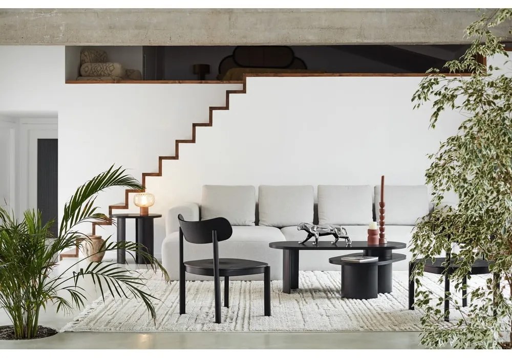 Fekete dohányzóasztal kőrisfa dekorral 120x50 cm Nori - Teulat