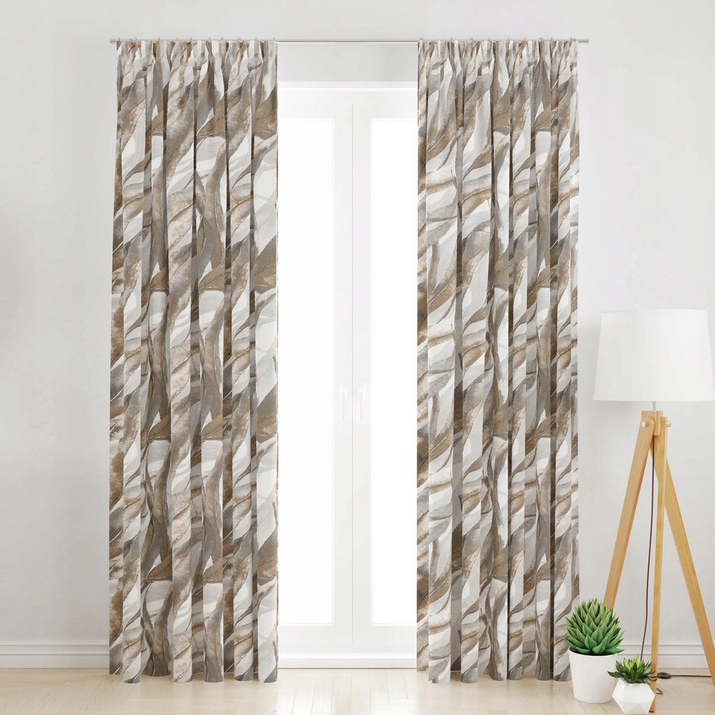 Velvet Függöny Szalagon Bézs Levelek 145x240