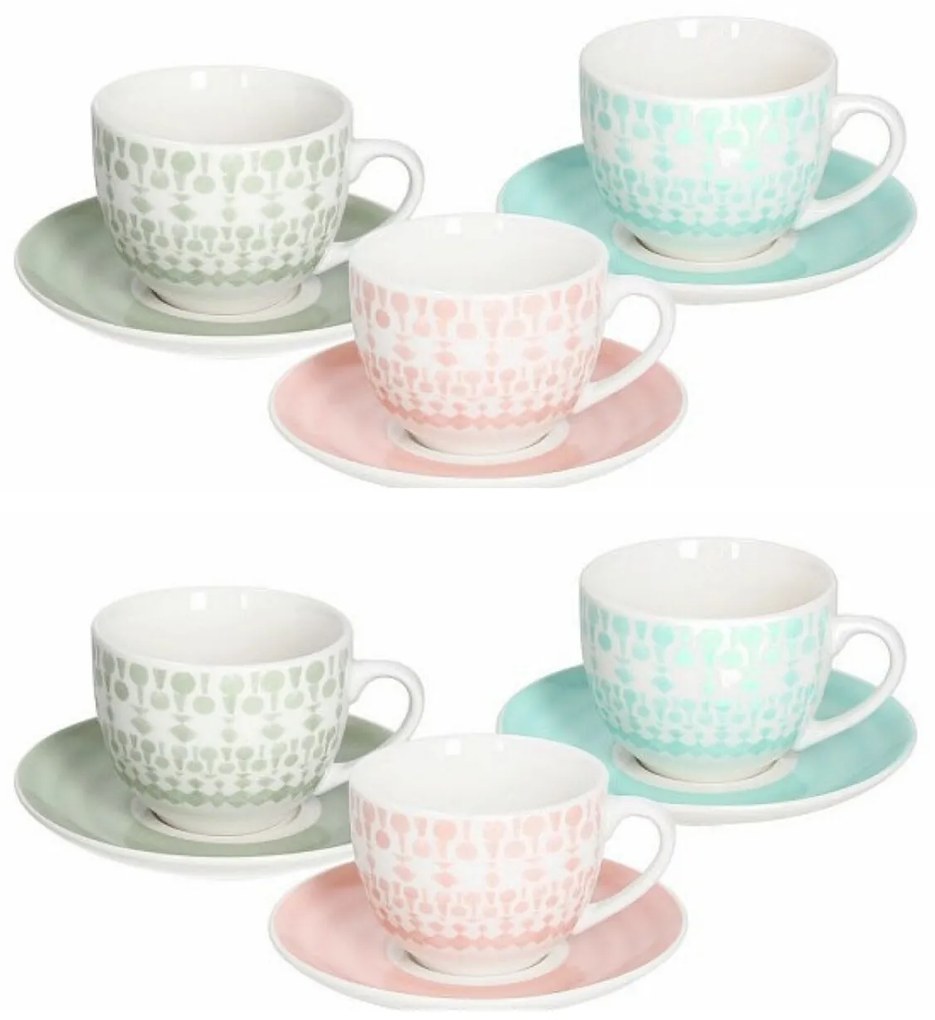 Gipsy Soft 6 db Kávés készlet kistányérral, Tognana, 250 ml, porcelán, többszínű