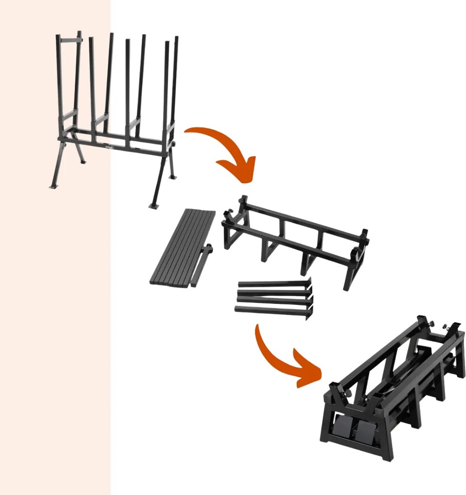 AXEL fűrészbak, 77x50x105cm, fekete Gardebruk