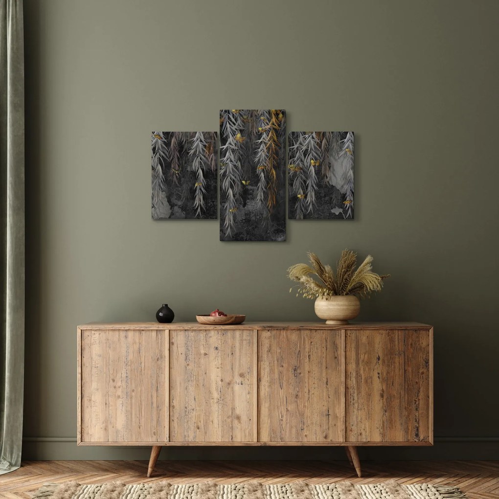 Kép -Fűzfa gallyak fekete háttérrel (90x60 cm)