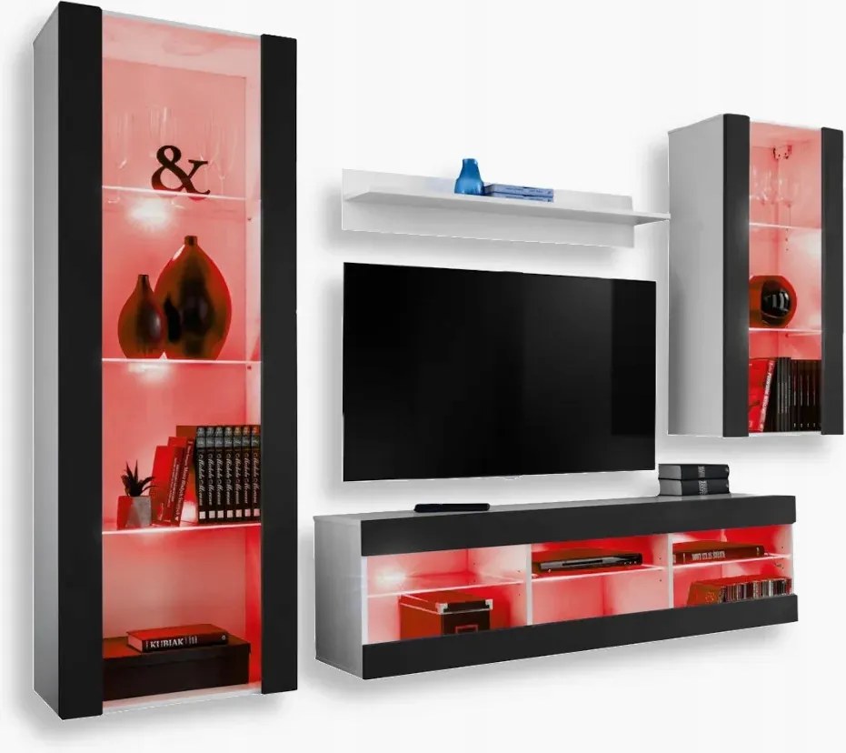 komodee Tivoli Medio Rtv szett nappaliba fehér-fekete Rgb Led