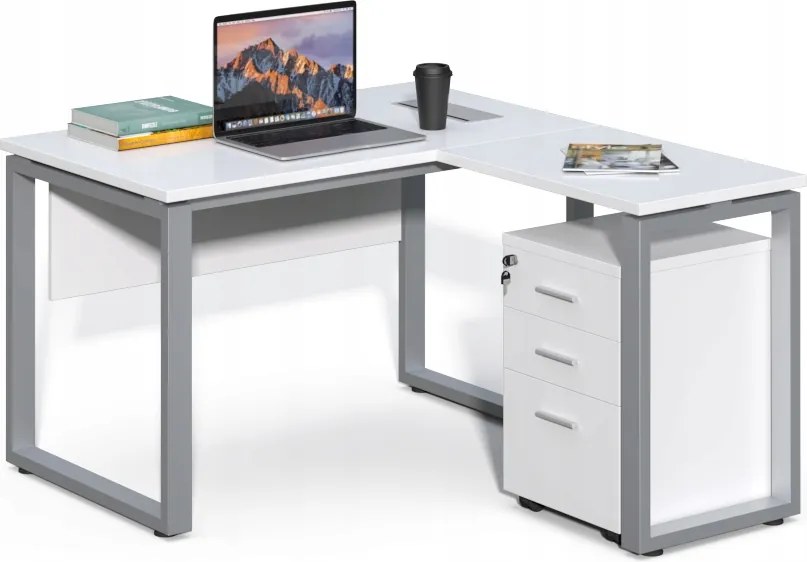 Sarok íróasztal konténerrel Houseland Prime Home 01 120 cm fehér