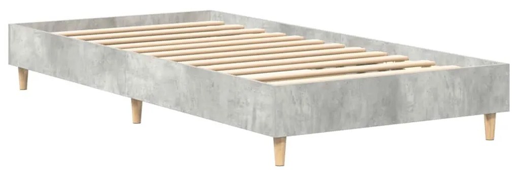 betonszürke szerelt fa ágykeret matrac nélkül 100 x 200 cm