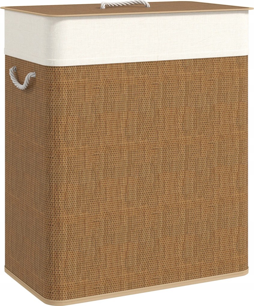Homcom bambusz szennyestartó kosár 100L, fedéllel, barna