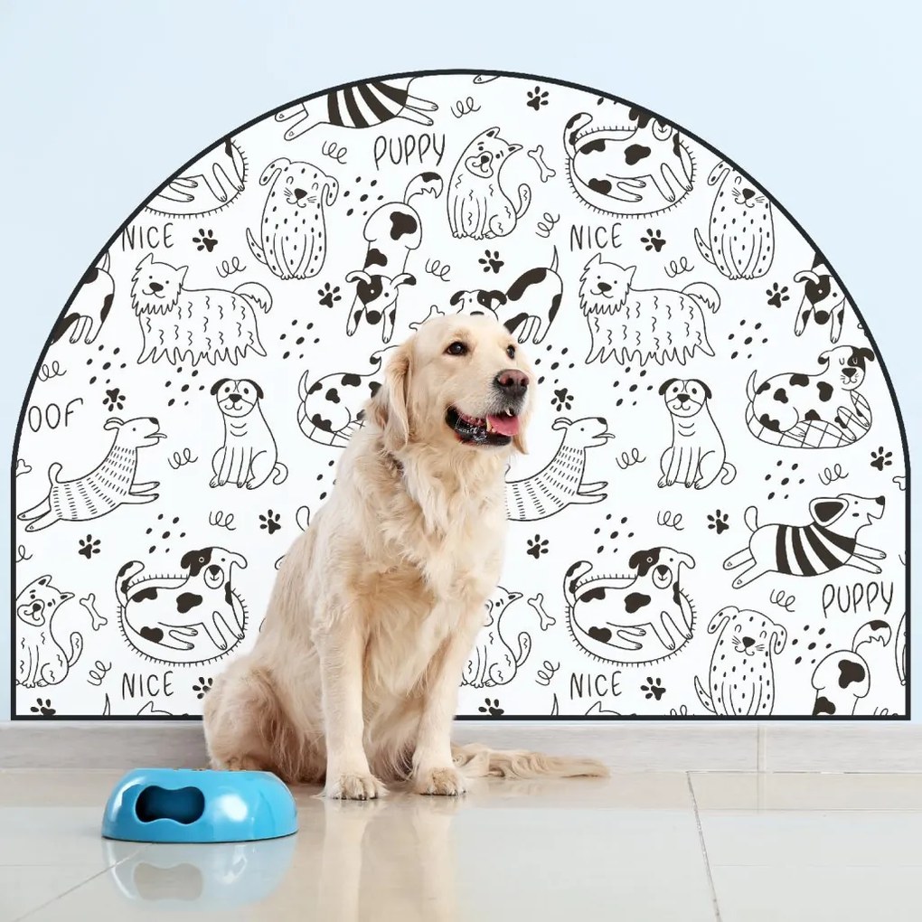 PIPPER. Védő textil falmatrica – Ív – Vidám kutyák Méret: 83x60cm, Indíték: névvel