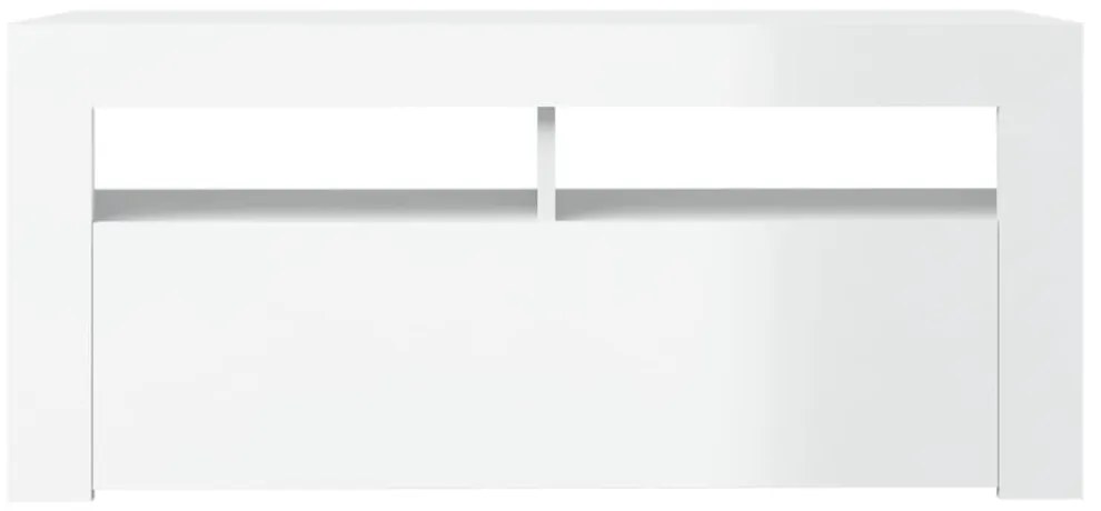 magasfényű fehér TV-szekrény LED lámpákkal 90x35x40 cm