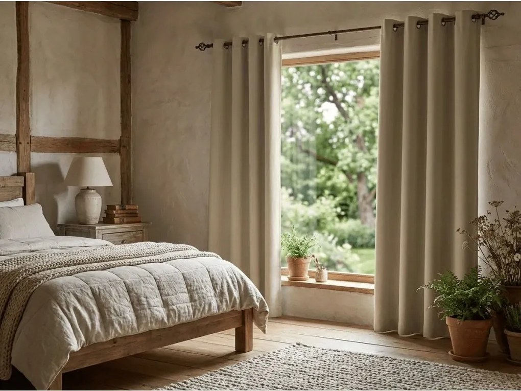 Závěs OXFORD 140x250 cm, világos bézs Felfüggesztés: Hullámos sínszalag