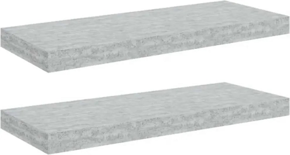 vidaXL 2 db betonszürke MDF lebegő fali polc 60 x 23,5 x 3,8 cm