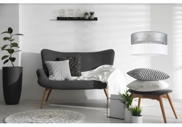 Csillár zsinóron LIMA 1xE27/60W/230V ezüst/fehér