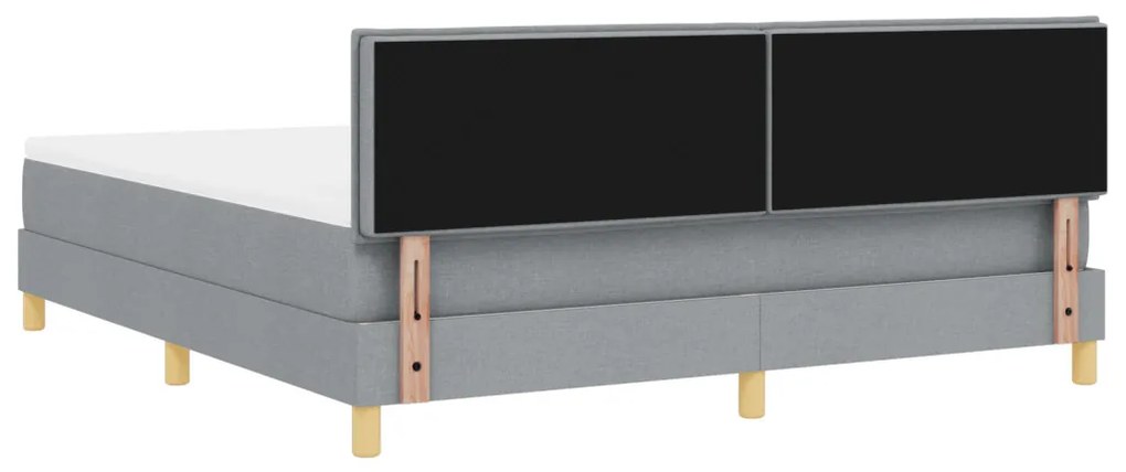 Box Spring Ágy matraccal és LED lámpával Világosszürke 180x200 cm Szövet