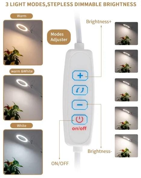 Brilagi - LED Dimmelhető asztali lámpa nagyítóval LED/12W/5V 3000/4200/6000K fehér